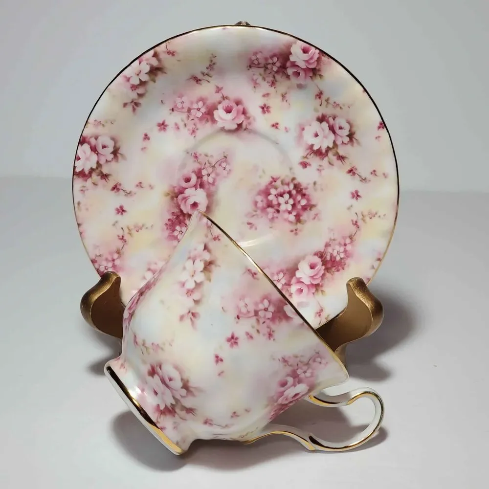 Pink Roses Teacup and Saucer Chintz